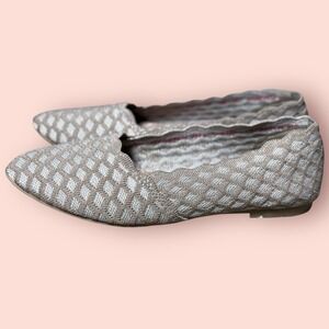 Skechers Air Cooled Memory Foam Flats Womens Beige Woven Knit Slip On‎ Comfort